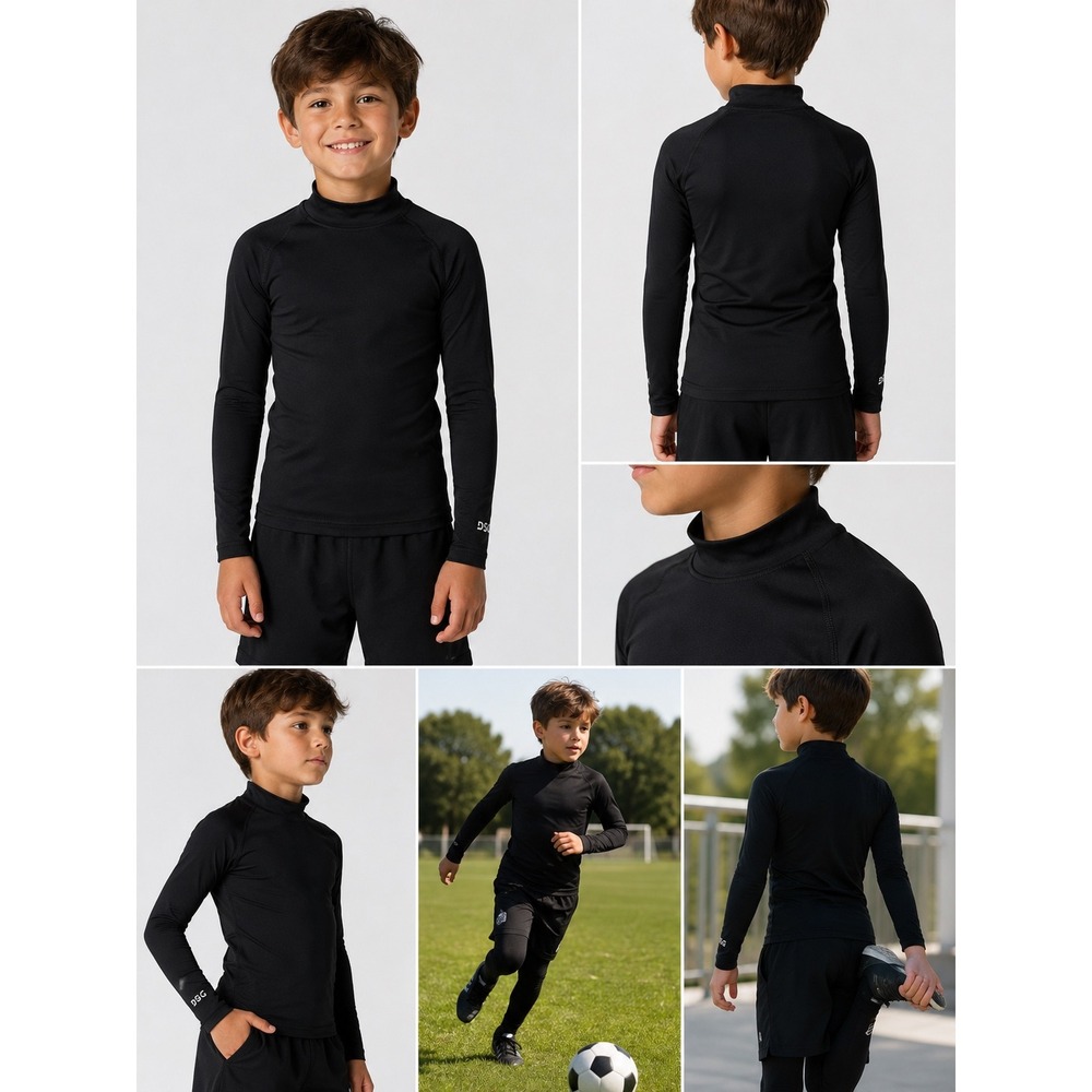 DSG Boys Black‎ Compression Mock Neck Long Sleeve Athletic Shirt Size XS 6-7